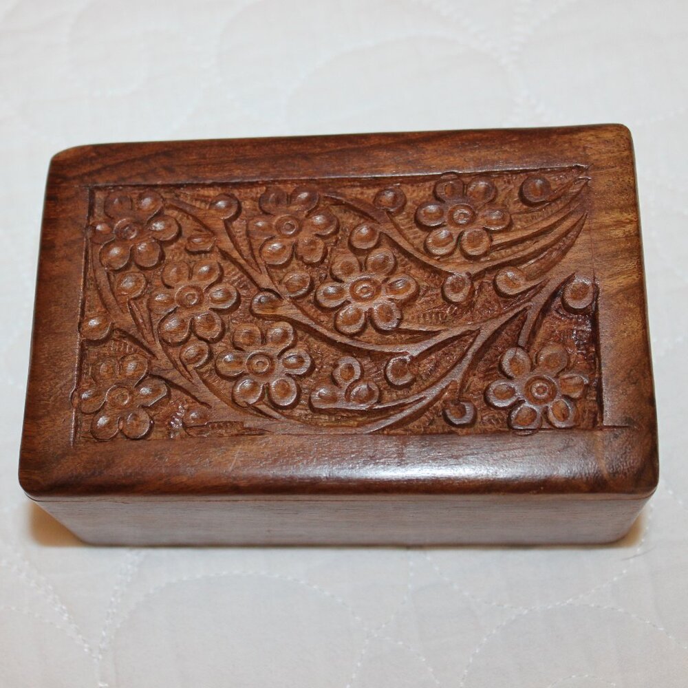 Wooden box for jewelry, trinkets, etc.
